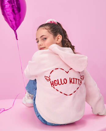 Girls Hello KittyÂ® Embellished Premium Fleece Hoodie
