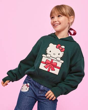 Girls Hello KittyÂ® Embellished Premium Fleece Hoodie