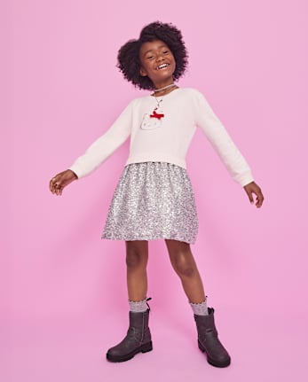 Girls Hello KittyÂ® Rhinestone Sweatshirt Dress
