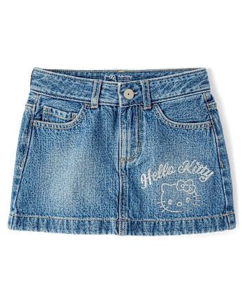 Girls Hello KittyÂ® Rhinestone Denim Skirt