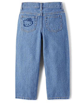 Girls Hello Kitty® Embroidered Heart Patch Barrel Jeans