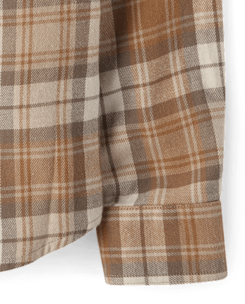 Boys Plaid Flannel Button Up Shirt