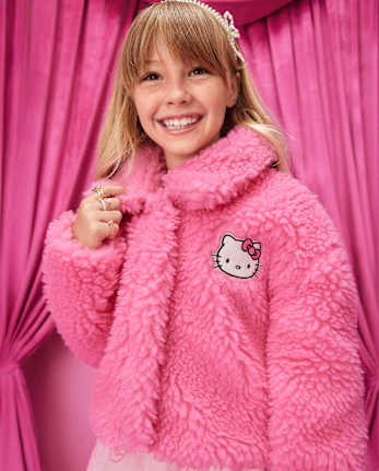 Girls Hello KittyÂ® Applique Sherpa Jacket