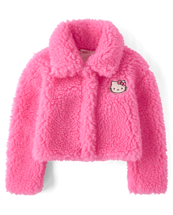 Girls Hello KittyÂ® Applique Sherpa Jacket