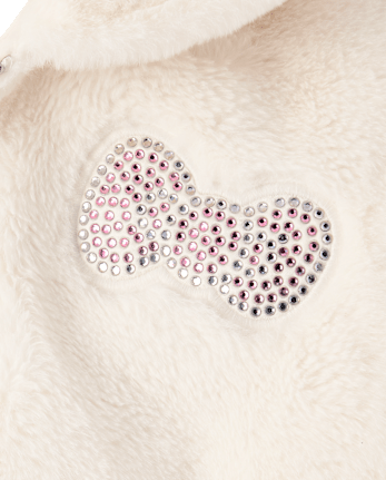 Girls Hello Kitty® Applique Faux Fur Zip Up Hoodie