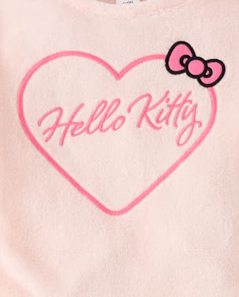 Girls Hello Kitty® Embroidered Heart Fleece Pajamas
