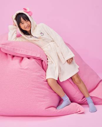 Girls Hello KittyÂ® Applique Fleece Robe