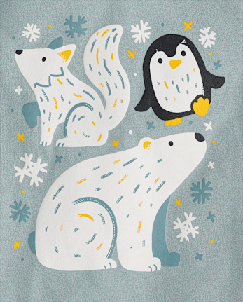 Baby And Toddler Boys Winter Animals Graphic Tee