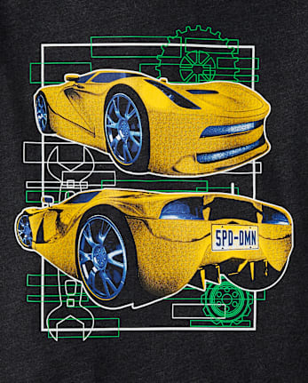 Boys Yellow Racecar Graphic Tee