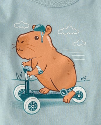 Baby And Toddler Boys Capybara Scooter Graphic Tee