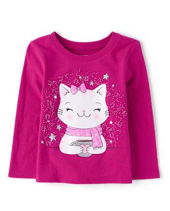 Baby And Toddler Girls Cat Cocoa Graphic Tee