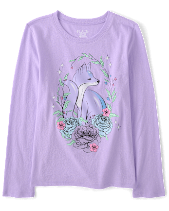 Girls Fox Flowers Graphic Tee