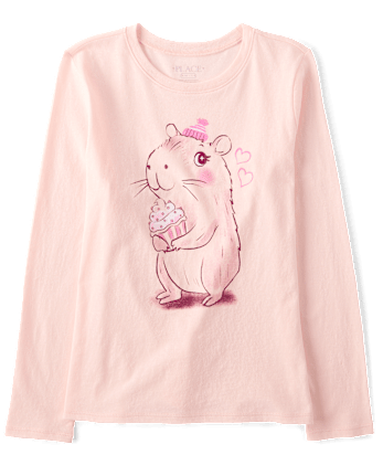 Girls Cupcake Capybara Graphic Tee
