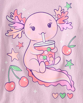 Girls Axolotl Doodles Graphic Tee