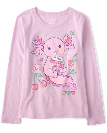 Girls Axolotl Doodles Graphic Tee