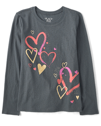 Girls Hearts Graphic Tee