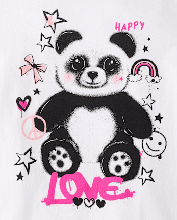 Girls Panda Love Graphic Tee