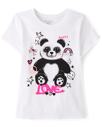 Girls Panda Love Graphic Tee