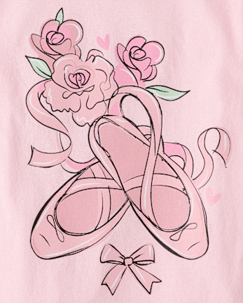 T-shirt graphique à motif de ballerines pour filles