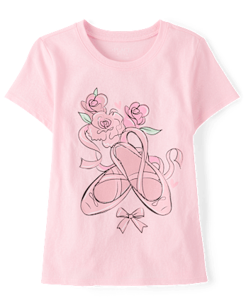 T-shirt graphique à motif de ballerines pour filles