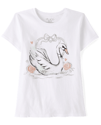 Girls Swan Graphic Tee