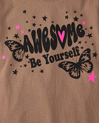 Girls Be Yourself Butterfly Graphic Tee
