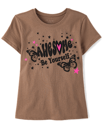 Girls Be Yourself Butterfly Graphic Tee