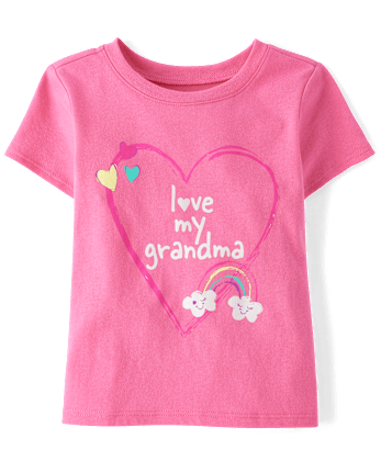 Baby And Toddler Girls Love My Grandma Graphic Tee