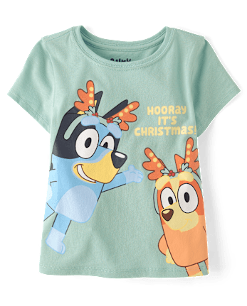 Baby And Toddler Girls Bluey™ And Bingo Reindeer Christmas Graphic Tee