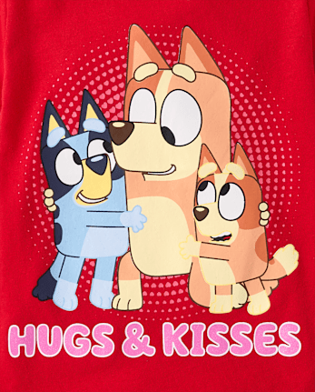 Baby And Toddler Girls Bluey™ Hugs And Kisses Valentine's Day Graphic Tee