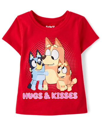 Baby And Toddler Girls Bluey™ Hugs And Kisses Valentine's Day Graphic Tee