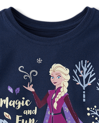 Baby And Toddler Girls Frozenâ¢ Elsa Forest Glitter Graphic Tee