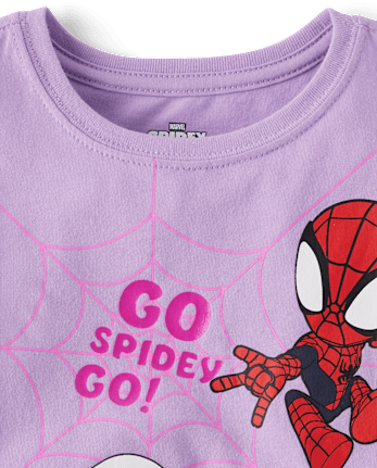 T-shirt graphique métallisé Spidey et ses amis pour bébés et petites filles