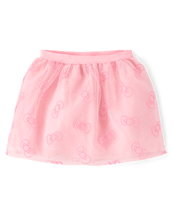 Girls Hello Kitty® Embroidered Bow Mesh Skirt