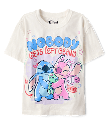 Girls Stitch™ Nobody Gets Left Behind Glitter Oversized Graphic Tee