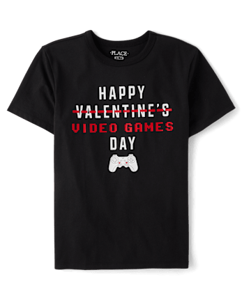 T-shirt graphique pour garçons, Journée des jeux vidéo, Saint-Valentin