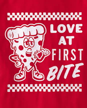 Boys Valentine's Day Love At First Bite Pizza Graphic Tee