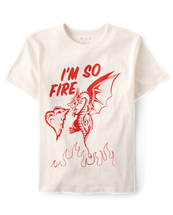 T-shirt graphique pour garçons, Saint-Valentin, « I'm So Fire Dragon »
