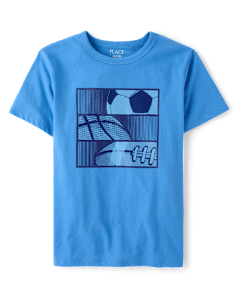 Boys Sports Balls Puff Print Graphic Tee