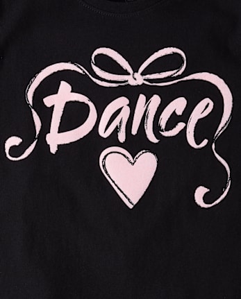 Girls Dance Ribbon Puff Print Graphic Tee