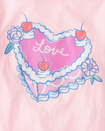 Girls Sweet Heart Cake Graphic Tee