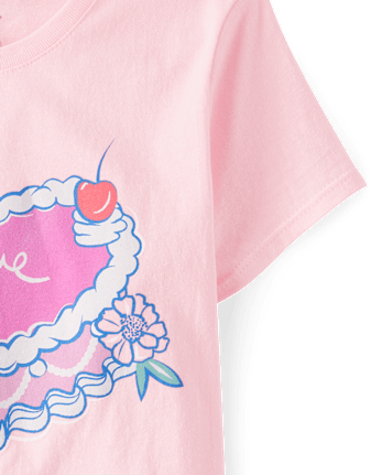 Girls Sweet Heart Cake Graphic Tee