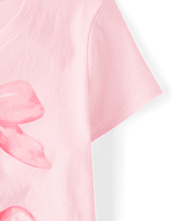 Girls Valentine's Day Bow Cherries Graphic Tee
