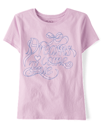 Girls Dreams Come True Ribbon Graphic Tee