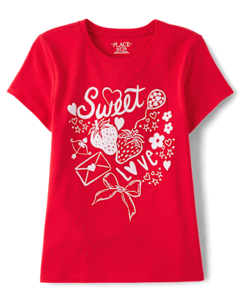 Girls Valentine's Day Sweet Doodles Graphic Tee