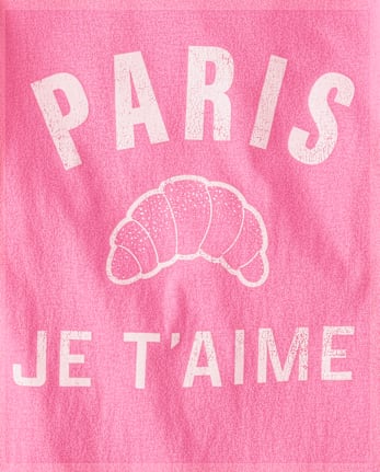 Girls Paris Je T'aime Croissant Graphic Tee