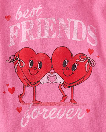Girls Valentine's Day Best Friends Forever Graphic Tee