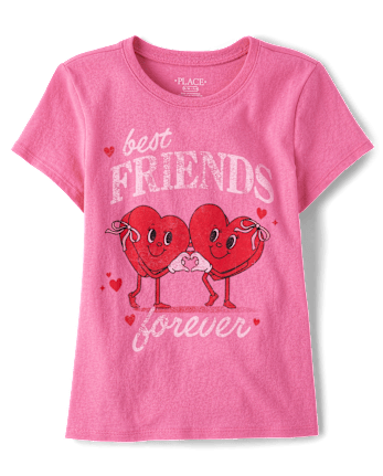 Girls Valentine's Day Best Friends Forever Graphic Tee