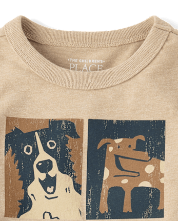 T-shirt graphique à motifs de visages de chien pour bébés et tout-petits garçons