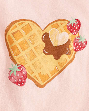 Girls Strawberry Heart Waffle Graphic Tee